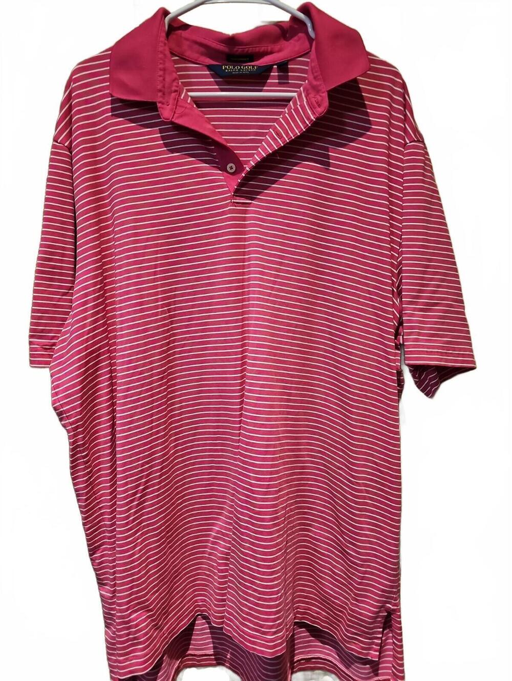 Polo Ralph Lauren Golf Men’s Performance Pink With White Stripes- XXL